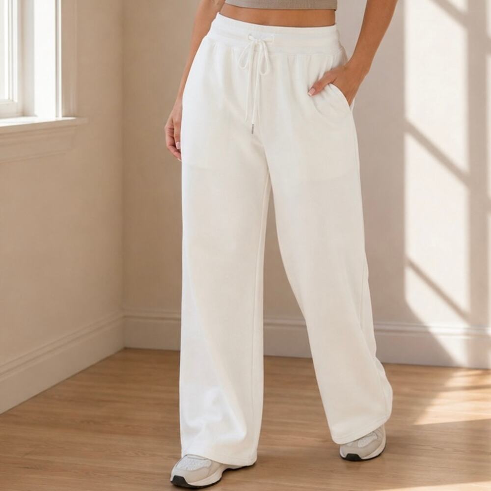Buttery Soft White Drawstring Pants Rayon Blend Lounge Wear